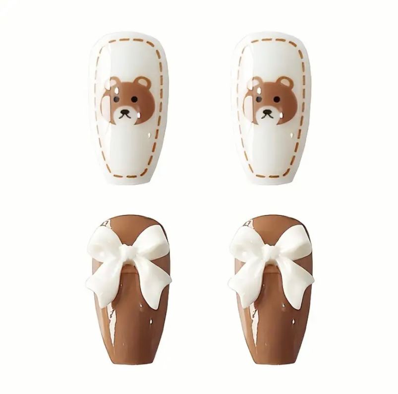 Uñas Press On Bear Chocolate