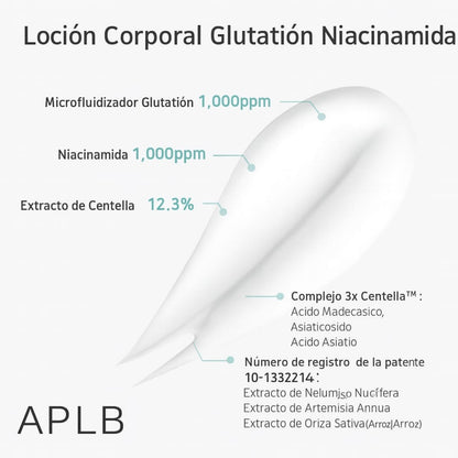Crema corporal Glutathione & Niacinamide Glow APLB